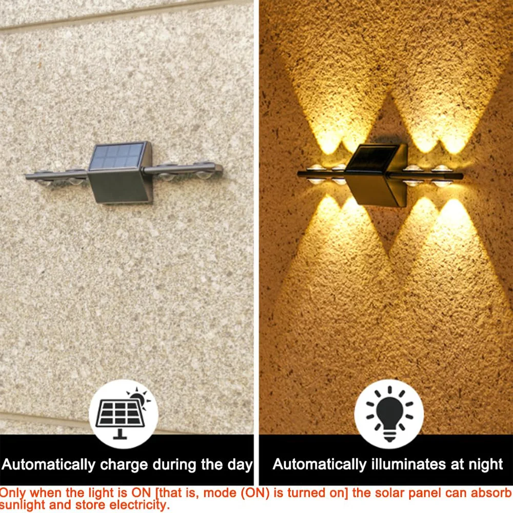 Solar 8LED Wall Light Outdoor Wall Lamp Up and Down Waterproof Solar Powered Lights for Home Garden Step Patio Outdoor Decor