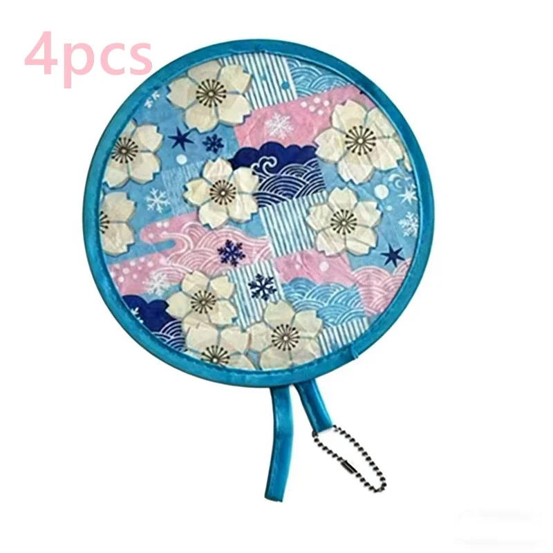 Round Foldable Hand Fan, Fruit & Floral Pattern Handheld Cooling Fan, Portable Pocket Mini Fan for Summer Travel, Outdoor Beach