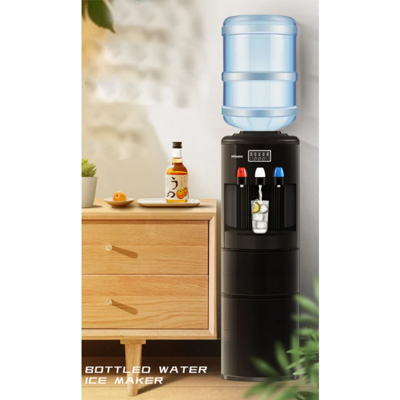 Hicon Vertical Water Dispenser Multifunctional Ice Maker Small Home Bar Commercial Milk Tea Shop Round Ice Cube Making Machine