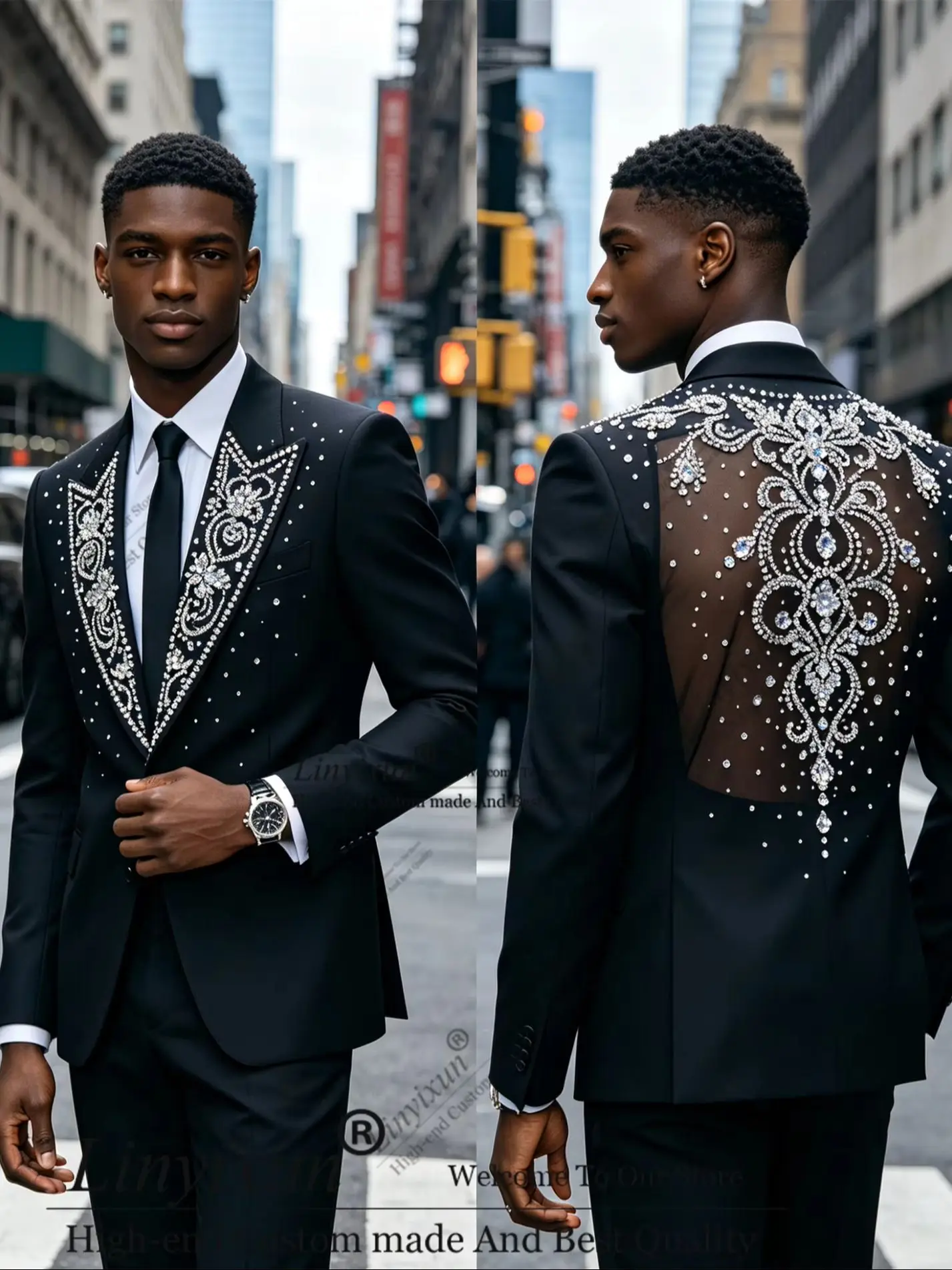 

Luxury Unique design Outfit Men Suits Peaked Lapel Groom Tuxedos Customized Wedding Blazers 2 Pieces Sets Slim Fit ropa hombre