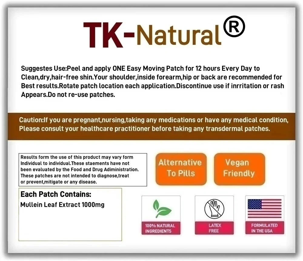 Picture 6: 30 Patches Mullein Leaf Transdermal Patches for Lungs Support & Cleanse for Smokers