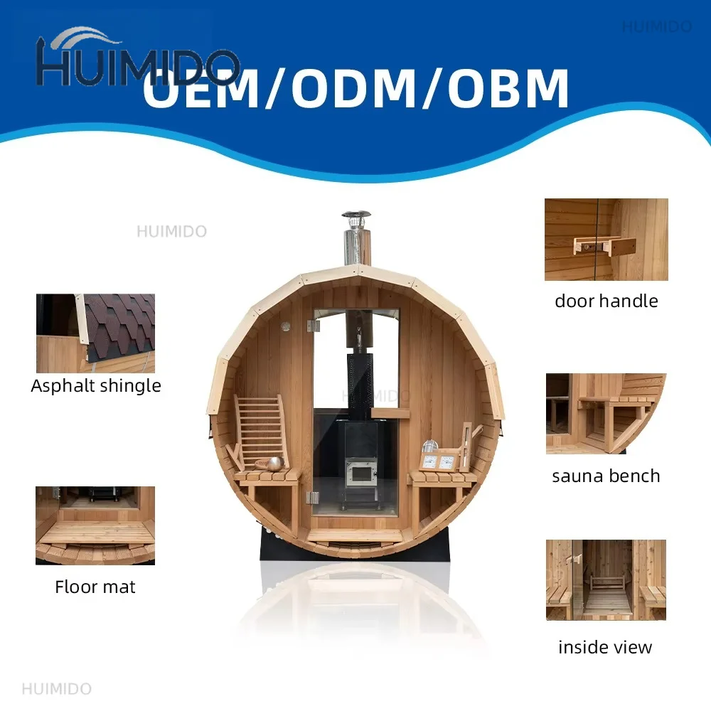 tile roof barrel sauna luxury accessories set solid wood structure can be customized