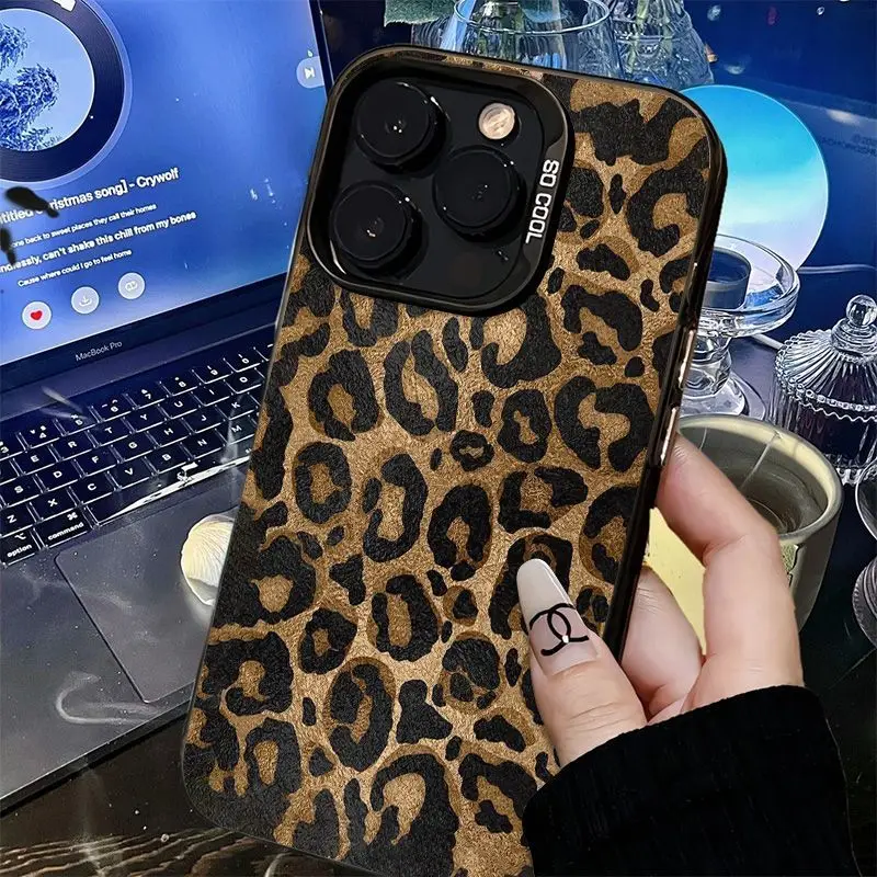 INS Brown Leopard Print Y2K Phone Case for Xiaomi Mi 11 Lite 12T Poco X3 GT NFC F4 X5 Pro 5G Candy Matte Shockproof Back Cover