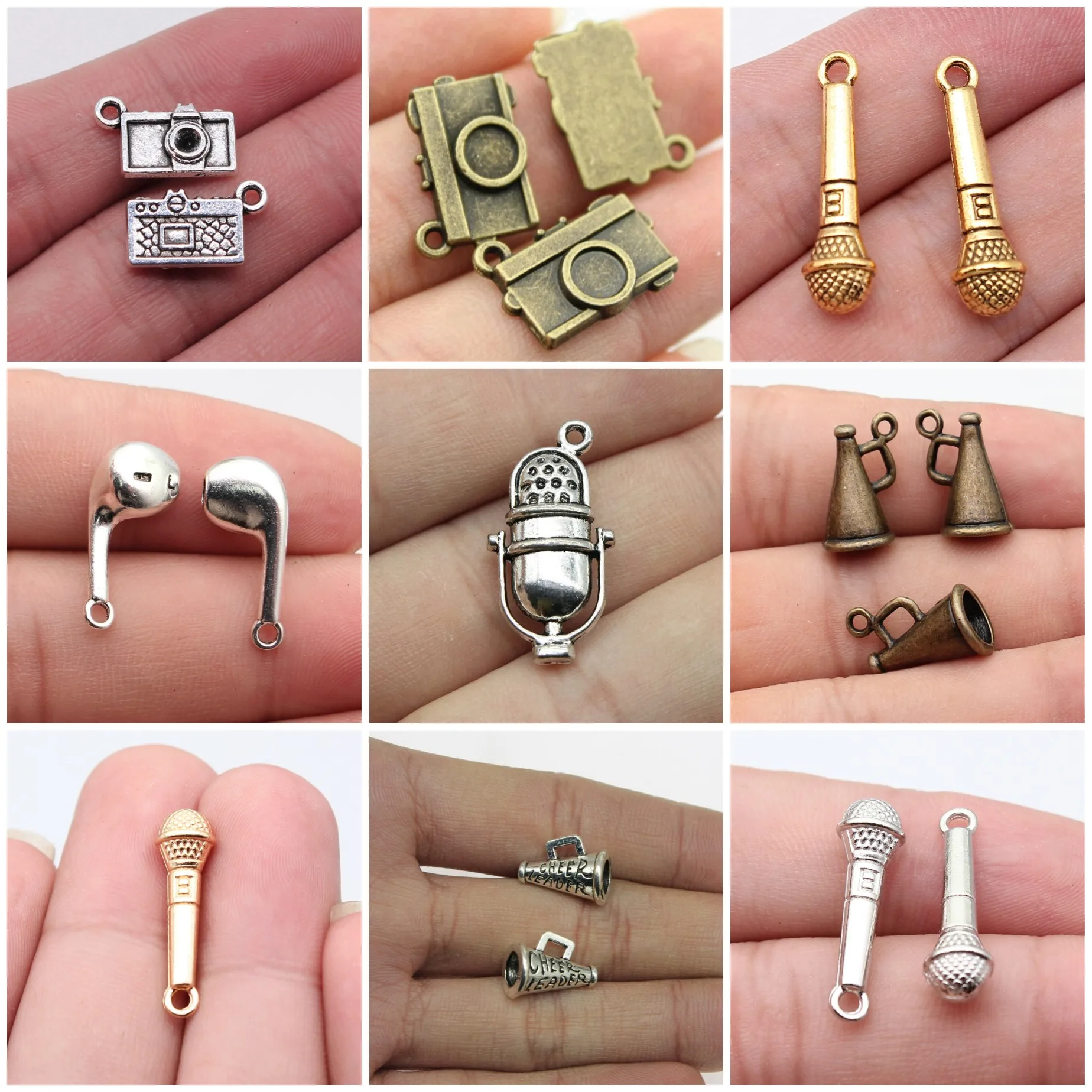 Microphone Earphone Audio Charms Pendant Music For DIY Bracelet Necklace Jewelry Making Wholesale