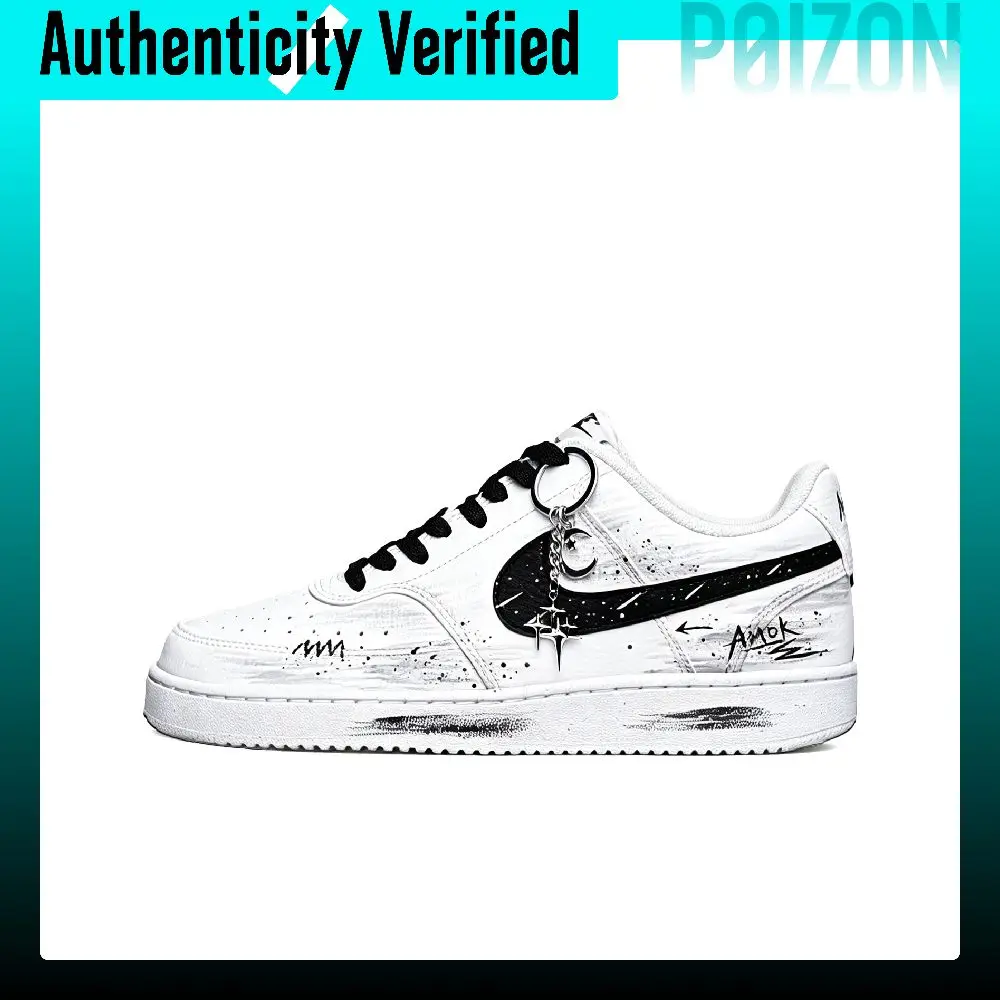 Nike Court Vision 1 Skate Shoes Men's Low-top White/Black DH2987-100（Team1400-）