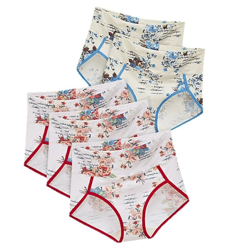 Хлопковое нижнее белье с высокой талией для женщин — трусы с принтом в европейском стиле — подтяжка ягодиц и контроль живота