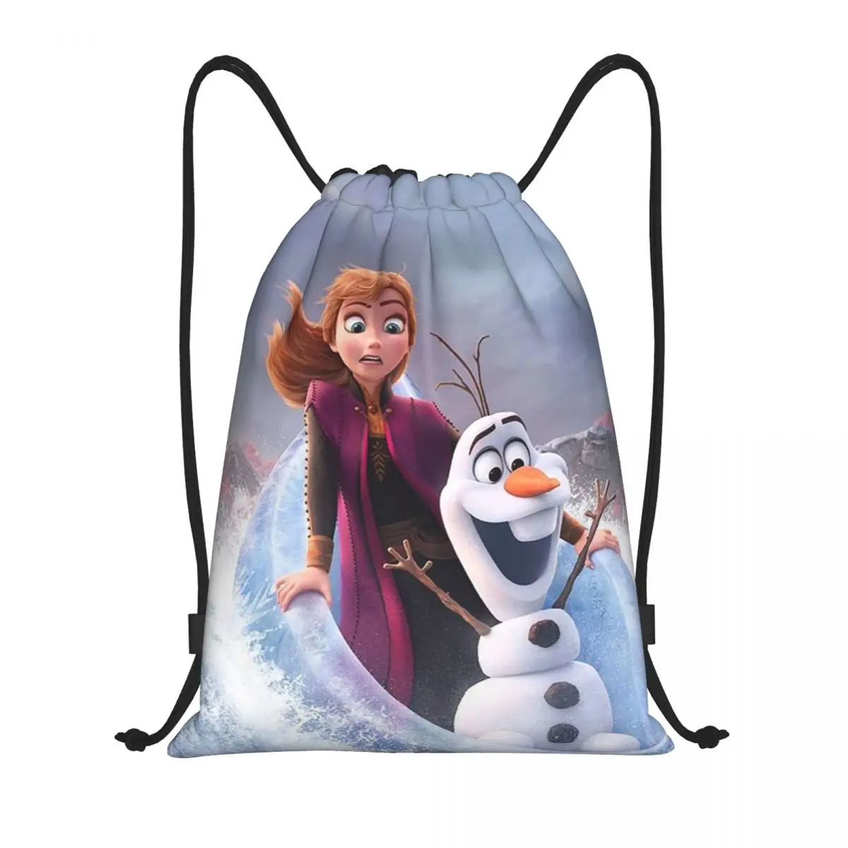 Custom Animated Movie Frozen Olaf Drawstring Backpack Women Men Sport Gym Sackpack Portable Cartoon Shopping Bag Sack