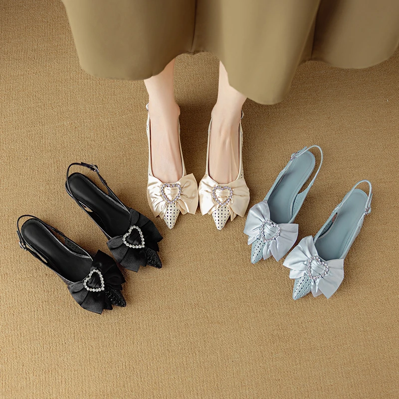 

2025 летние женские сандалии из натуральной кожи, женская обувь из воловьей кожи высотой 22-25 см + плетения + овчины, женская обувь с узлом-бабочкой и жемчугом с ремешком сзади, низкий каблук