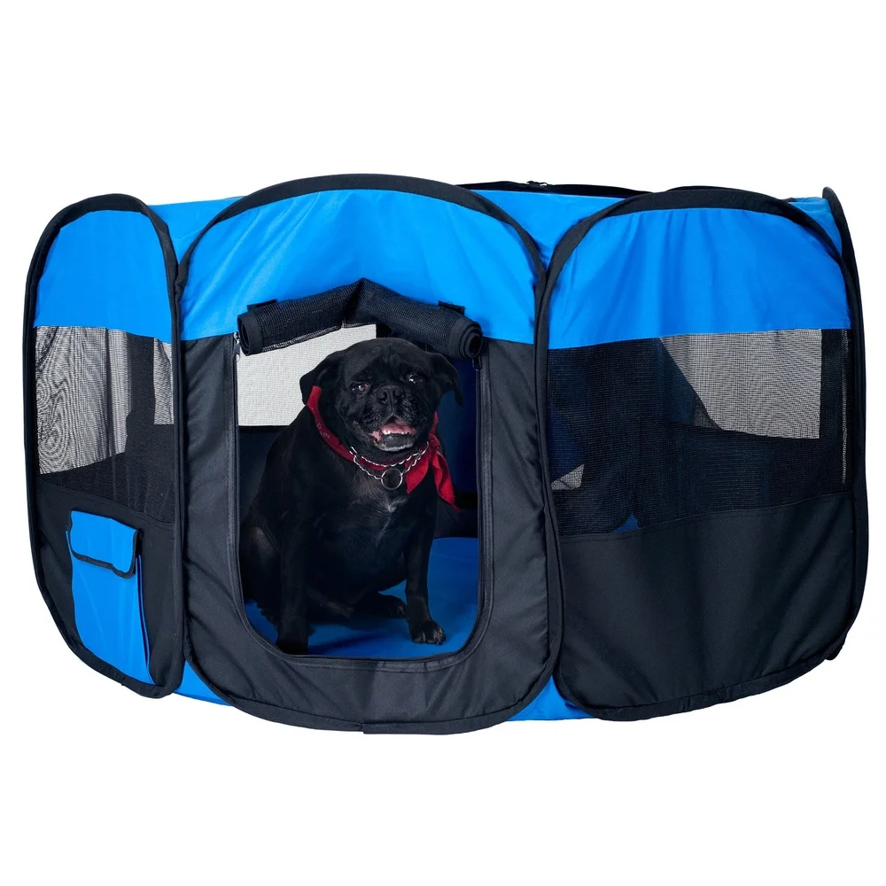

Portable Pop Up Dog Playpen Small Pets Indoor Outdoor Use Collapsible Pet Playpen with Carrying Bag and Easy Access Doors