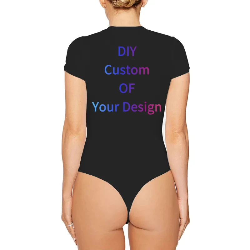 Customized Printed Photo or Logo Printed Summer New Short Sleeve Women Jumpsuit Stretch Comfortable Fast Drying Tight Body Suit