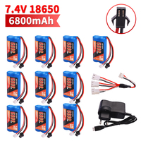 7.4V 6800mAh 18650 SM-2P Li-ion Battery for WPL MN99S D90 U12A S033g Q1 H101 Parts 7.4V Battery Rc Boats Cars Tanks Drones Parts