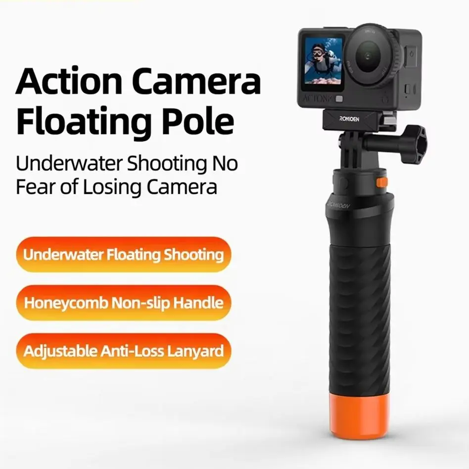 Ronkoen TZ-23 Buoyancy Bar Selfie Stick Waterproof Selfie Stick With Hand Strap Wireless  For Gopro Insta360 DJI OSMO Action