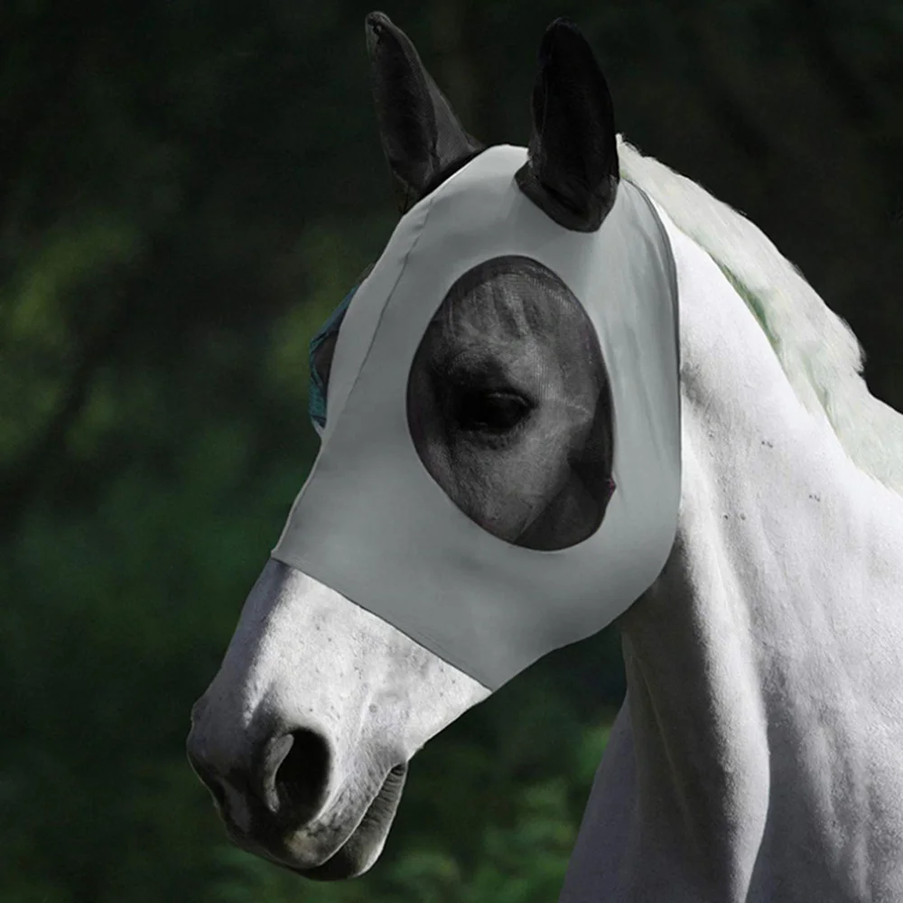 1pc Anti-Fly Mesh Equine Mask Horse Fly Mask Long Nose With Ears Horse Mask Stretch Bug Eye Horse Fly Mask With Covered Ears