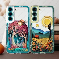 Case For Samsung Galaxy S25 S24 S20 S21 FE S22 Plus S23 Ultra A55 A54 5G Soft Cover Landscape