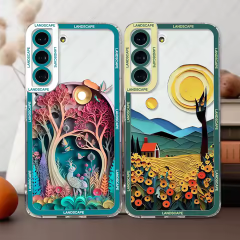 Case For Samsung Galaxy S25 S24 S20 S21 FE S22 Plus S23 Ultra A55 A54 5G Soft Cover Landscape