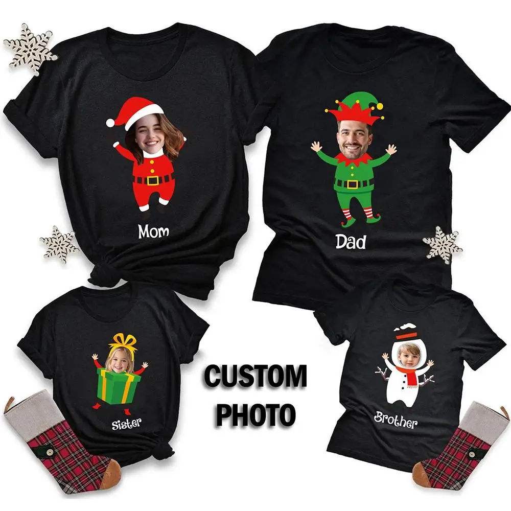 

Personalized Christmas Family Outfits Cute Printed T-shirts For Mom Dad And Kids Warm And Comfortable Holiday Party Gifts