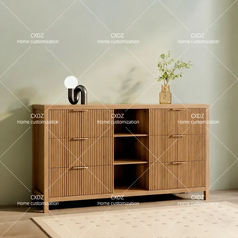 New Chinese Style Ash Wood Dining Side Cabinet Home Improvement Living Room Entrance Wall Foyer Zen Tea Room Storage