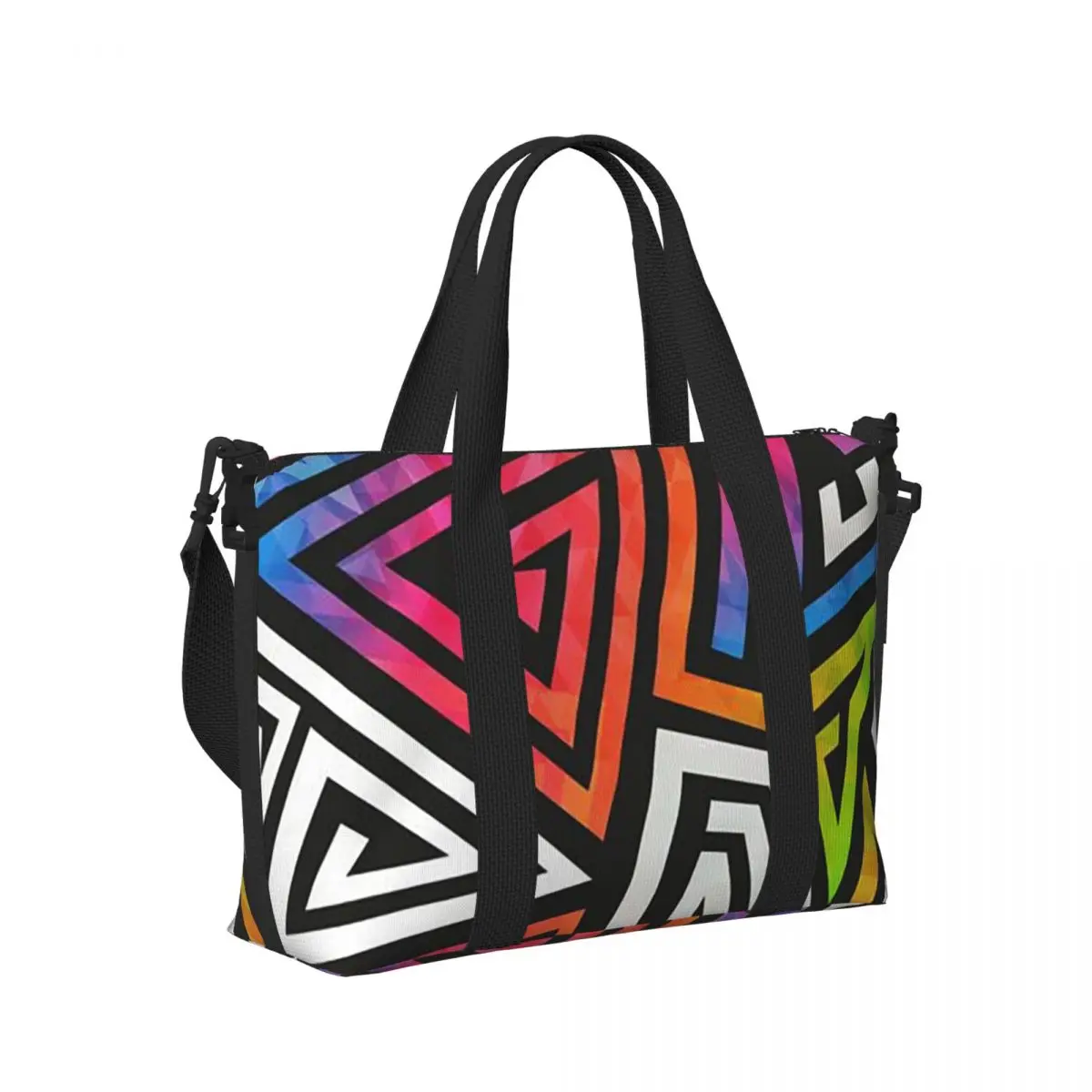 

Vintage African Geometric G-Grunge-S Vector Art Retro Green Red Yellow Mexican Canvas Beach Travel Bag Tote Bags Shoulder Bag