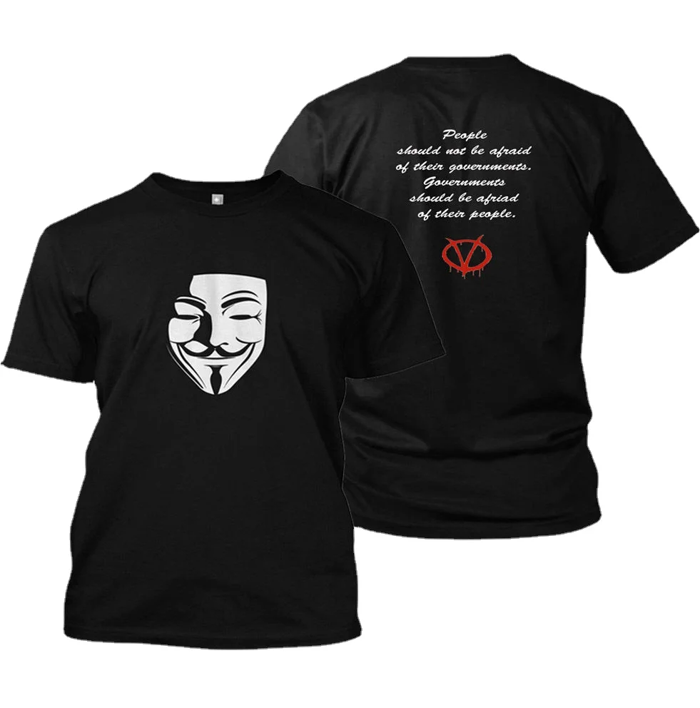 V for Vendetta T-shirt Anarchy 99% Fawkes Mask Anonymous Rally Men\'s T-shirt