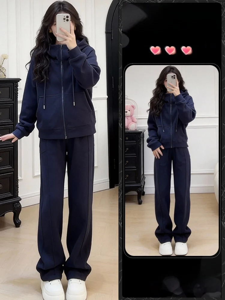 

Casual Sportswear Set Women's Spring 2026 Wide Leg Pants Jaet Two Piece Set Lazy Sle Faionable And Proper