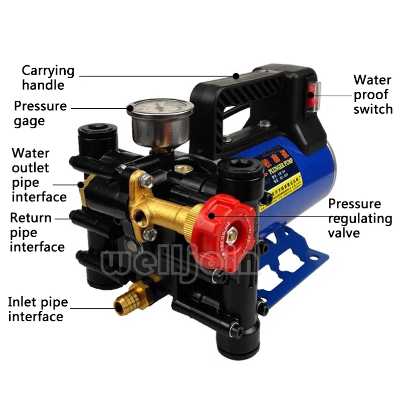 Electric High Pressure Pump Spraying Car Wash Irrigation Sprayer 12V/24V/60V/72V/220V Plunger Agricultural Sprayer