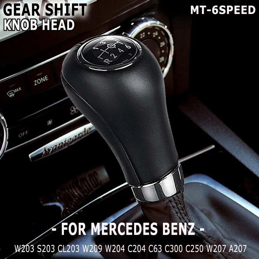 Leather 6-Speed Gear Shift Knob for Mercedes Benz C/E/GLK W203 W204 C300 W207 W212 E260 MT Leather Shifter Lever Arm Headball