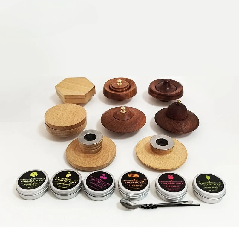 Cocktail Smoker Solid Wood Smoke Infuser Lid Mixology Whisky Aroma Enhancer For Bar Kitchen Home Bartender Cocktail Accessories