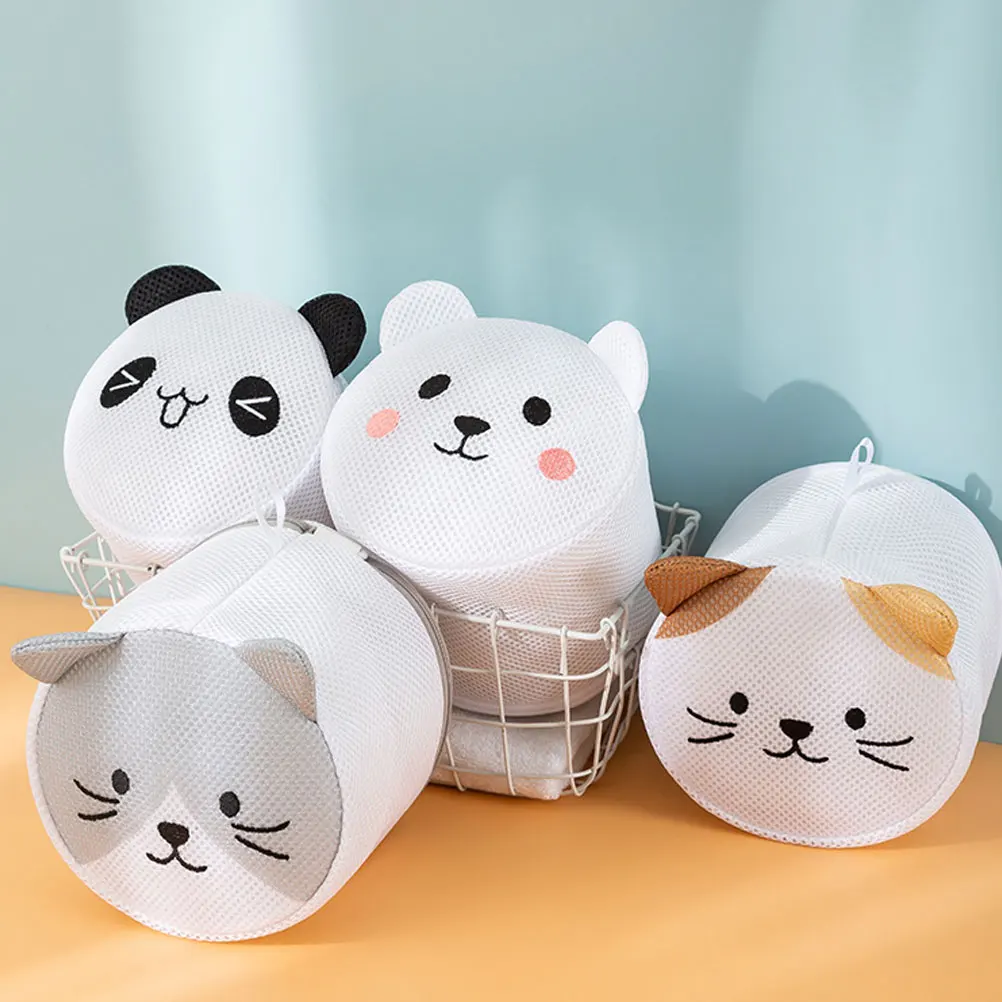 

2pcs Cartoon Cat Mesh Laundry Bag For Delicates Underwear Socks Washing Machine Travel Storage Reusable Wash Bag