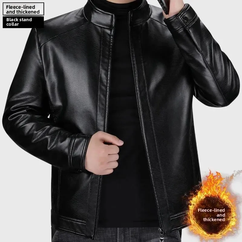 Black stand collar with fleece lining