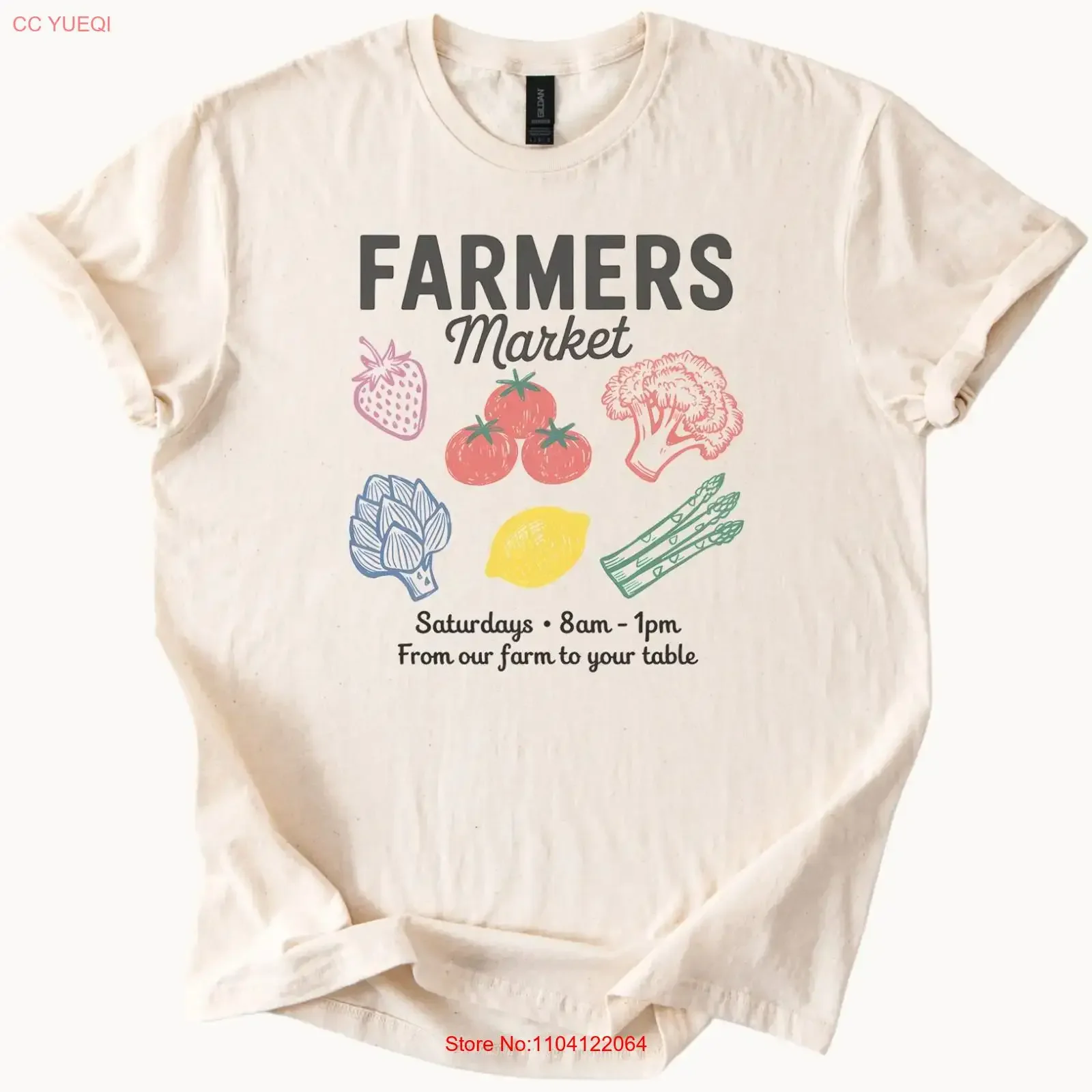 Farmers Market T Shirt Colorful Produce Art Farm to Table Saturdays vintage Washed Breathable Casual Stylish homme streetwear