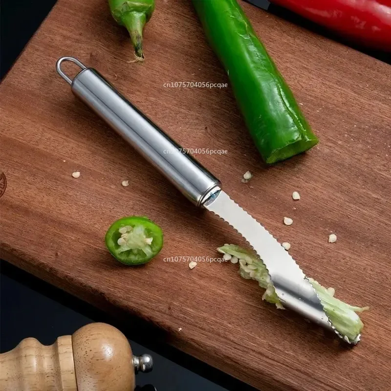 1PC Stainless Steel Pepper Corer Knife Creative Bitter Melon Chili Vegetable Fruit Fast Seed Remover Cutter Kitchen Gadgets