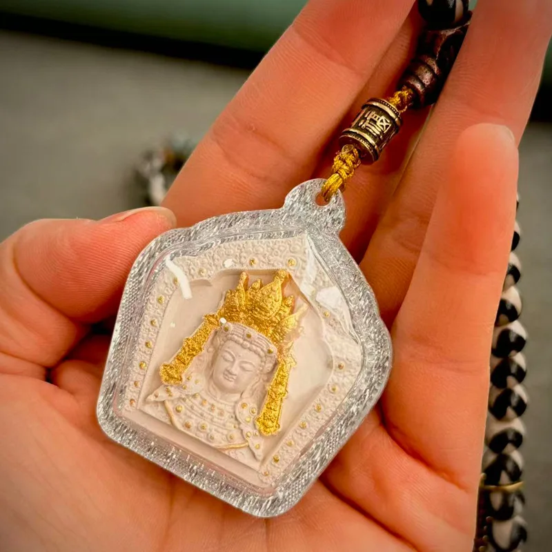 Tibetan-Style Cultural Artifact: Jowo Buddha Incense Ash Chakra Buddha Pendant Agate Tiger's Tooth Tianzu Necklace Copper A-Dai
