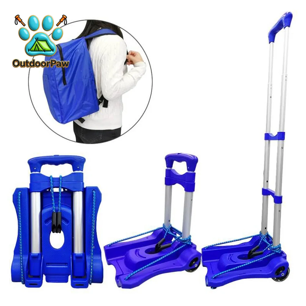 40kg Heavy Duty Foldable Hand Sack Wheel Trolley Folding Truck Barrow Cart Travel Luggage Shopping Cart Portable Home Use Car
