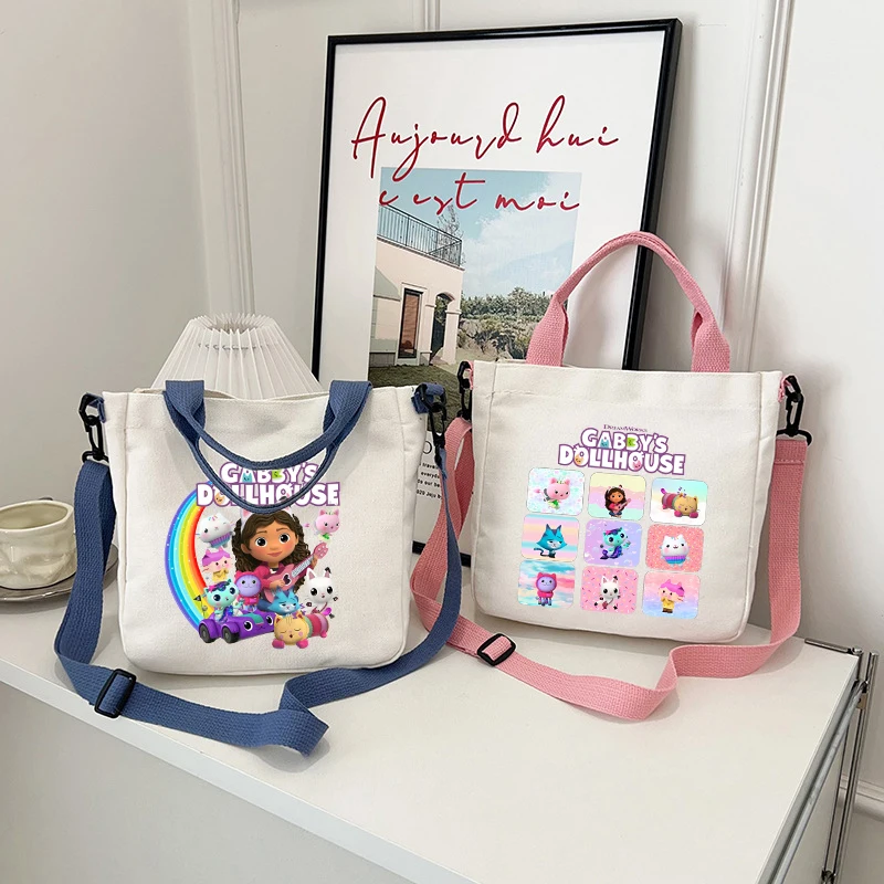 

Gabby Dollhouse Canvas Bags Boys Girls Kawa Anime Shoulder Bag Cartoon Fashion Large Capacity Crossbody Bags Daily Handbag Gifts