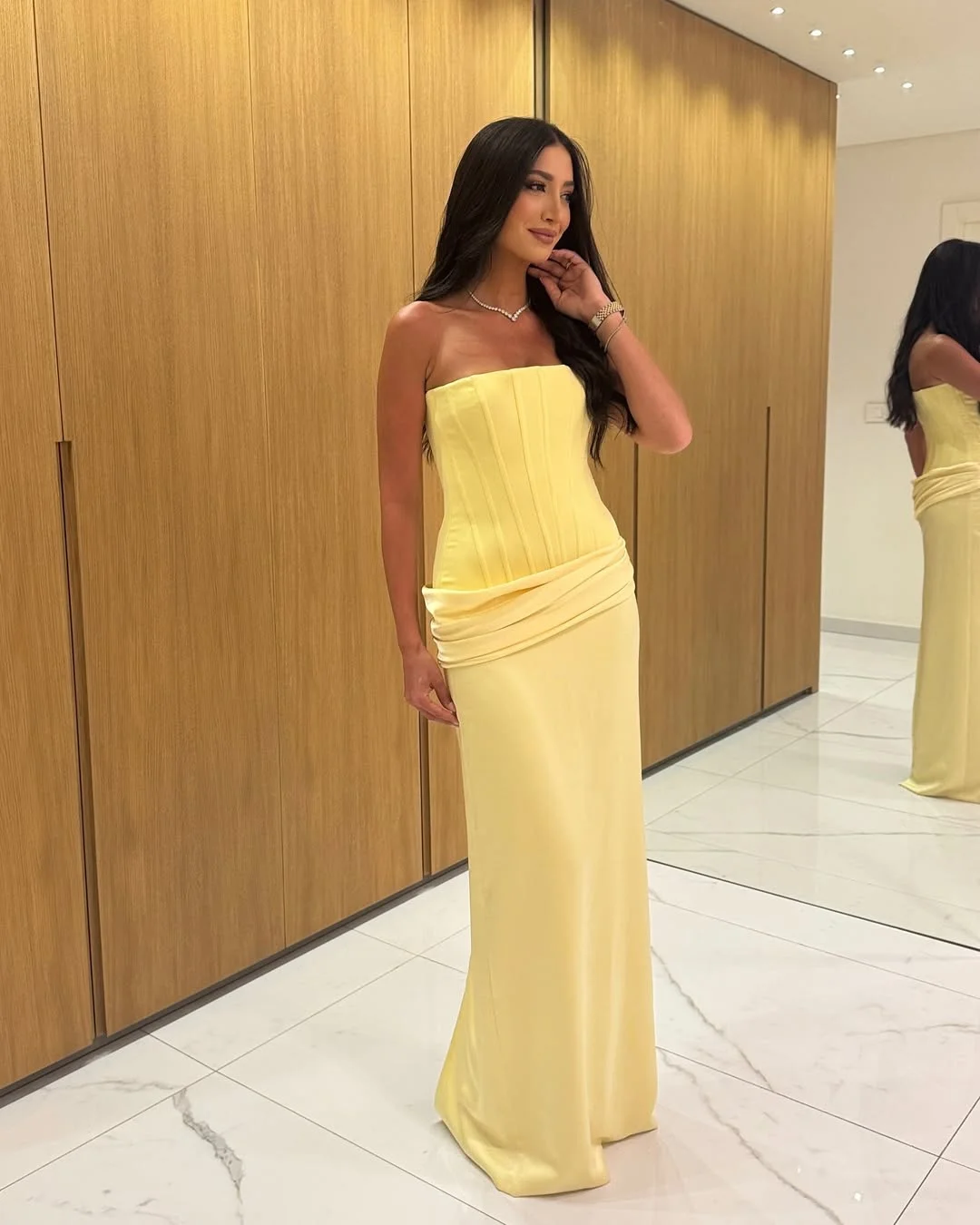 Cuyun 2025 amarelo em linha reta sem alças vestidos de noite até o chão elegante vestido de festa feminino vestido formal personalizado vestido de banquete