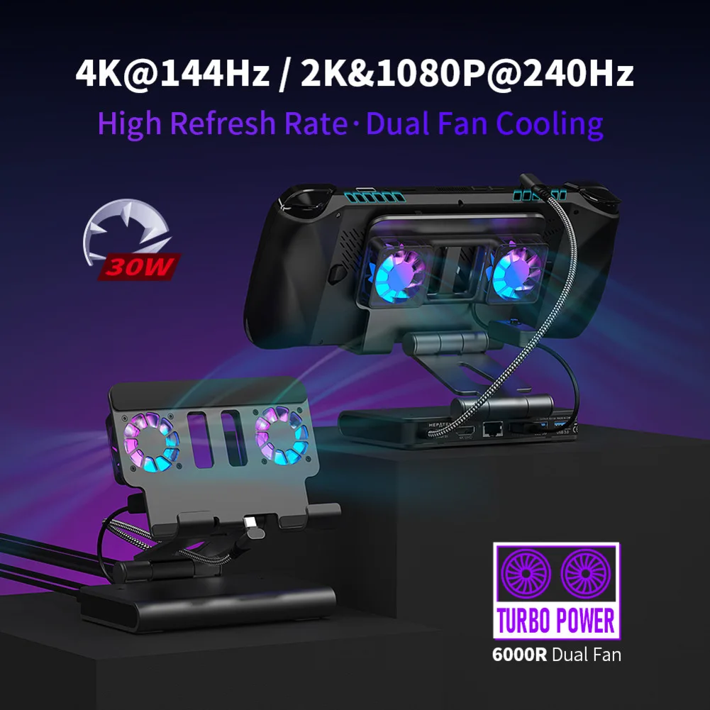 

Док-станция для OneXPlayer APEX с гигабитным Ethernet, поддержкой 4K@60Hz, охлаждающая подставка, игровые аксессуары