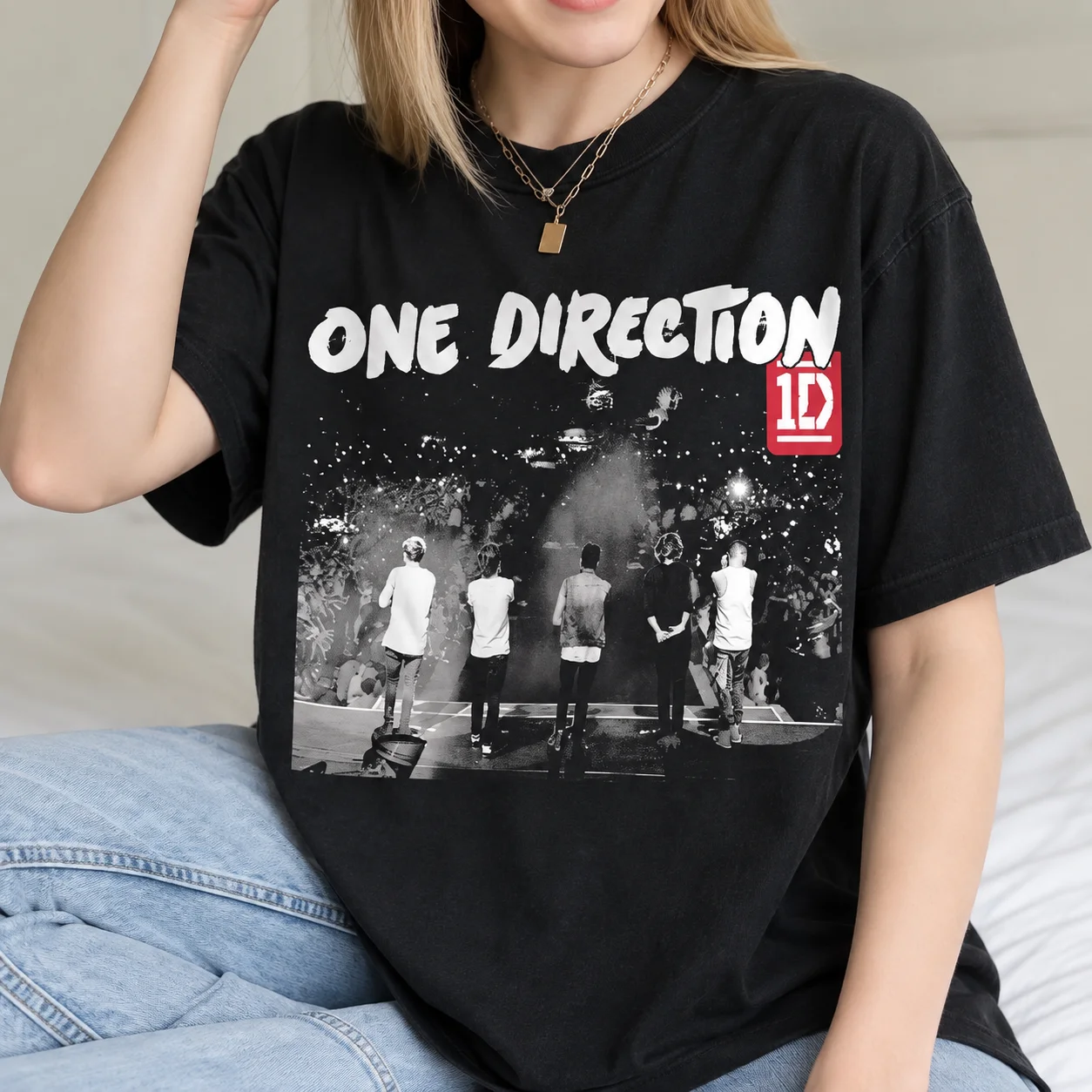 Hip Pop Y2k Tops New Vtg One Direction Band Signature T-shirt Print Cotton Short Sleeve Casual Loose Sports Streetwear Unisex