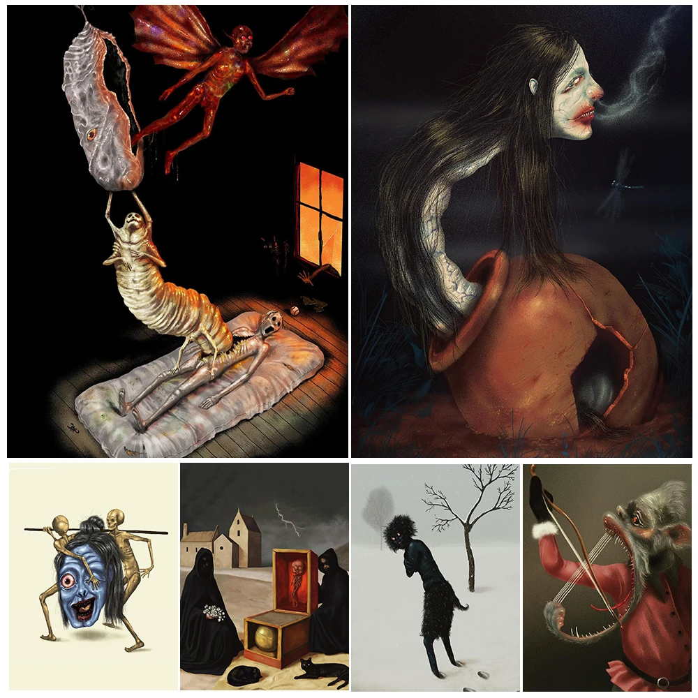 

Break Out Of The Cocoon And Become A Demon Vintage Wall Art Canvas Print Banshee In A Jar Abstract Art Poster And Print Decor