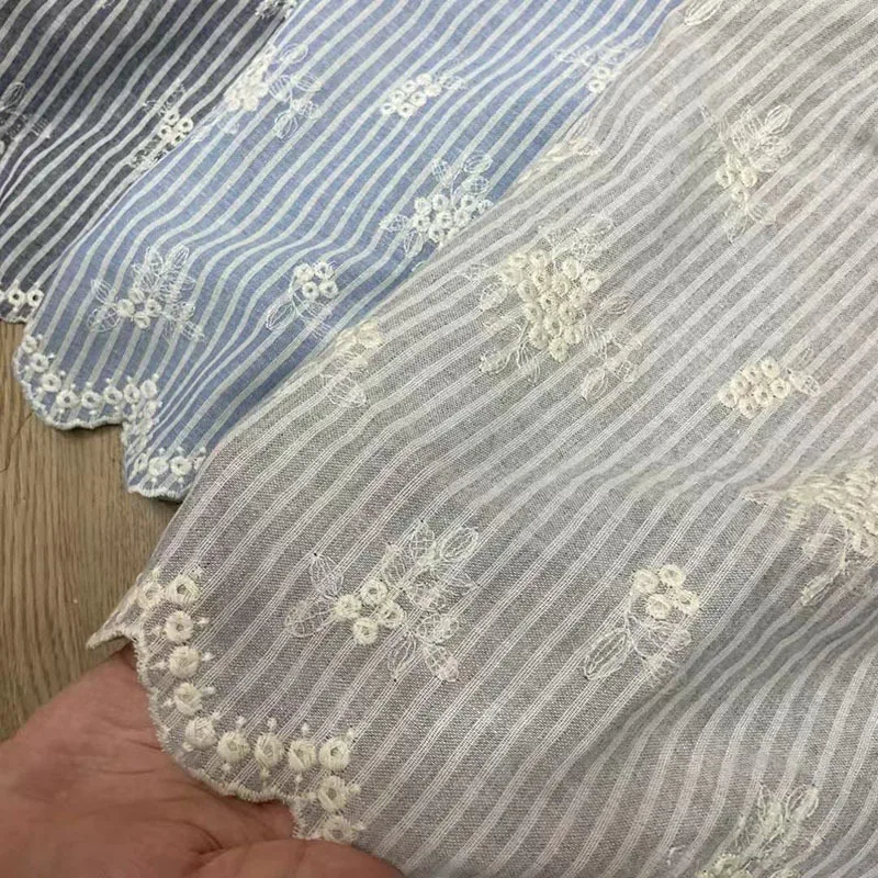 ファッションフラワー重工業レース生地カラーストライプ布シャツ布刺繍生地