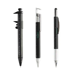 Stylo à bille multifonction avec outil de mesure portatif moderne, règle technique, tournevis, écran tactile, stylet, niveau d'esprit, 3 pièces