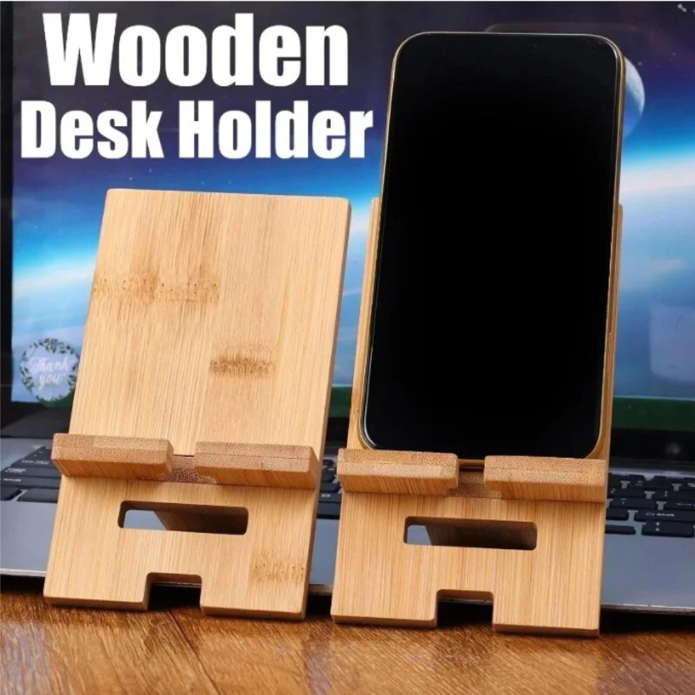 Portable Desktop Phone Holder Removable Practical Wooden Cellphone Stand Lazy Multi-functional Bracket For iPhone Xiaomi Samsung