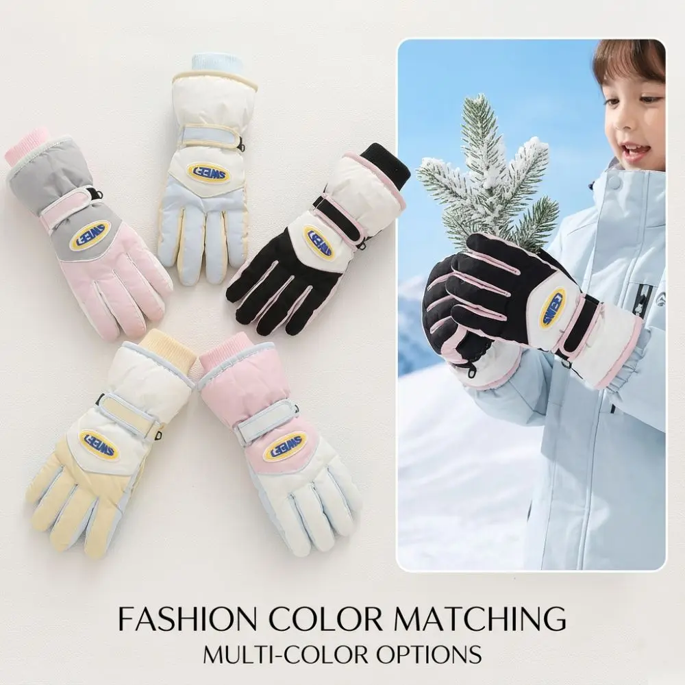 1 Pair Durable Full Finger Snowboard Gloves Waterproof Soft Skiing Gloves Lining Warm Keep Winter Gloves Winter Sports