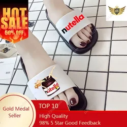 Nutella Aesthetic Women's Beach Slippers Female Summer Slides Fashion Flip Flop Women Ladies Non-slip Female Slippers