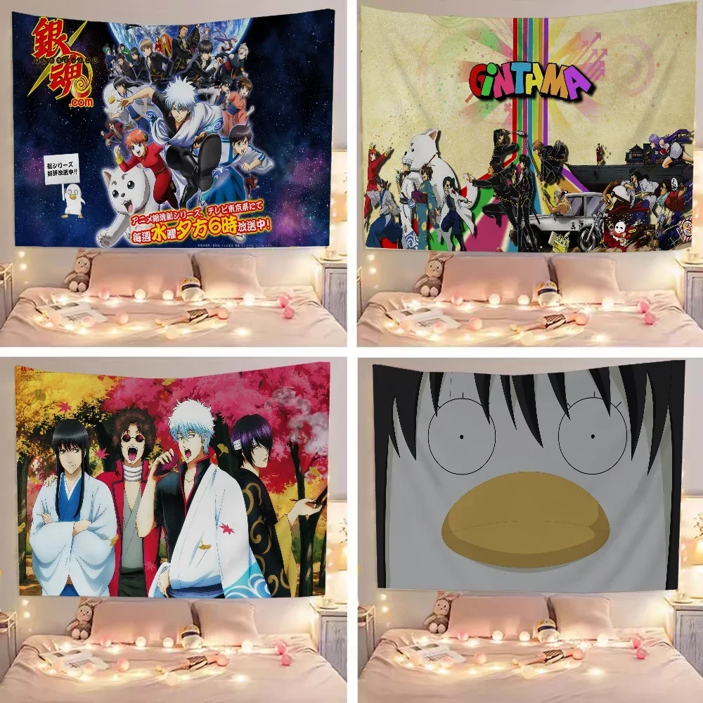 جينتاما مطبوعة كبيرة نسيج الجدار شنقا التارو الهبي جدار السجاد النوم ديكور المنزل #1