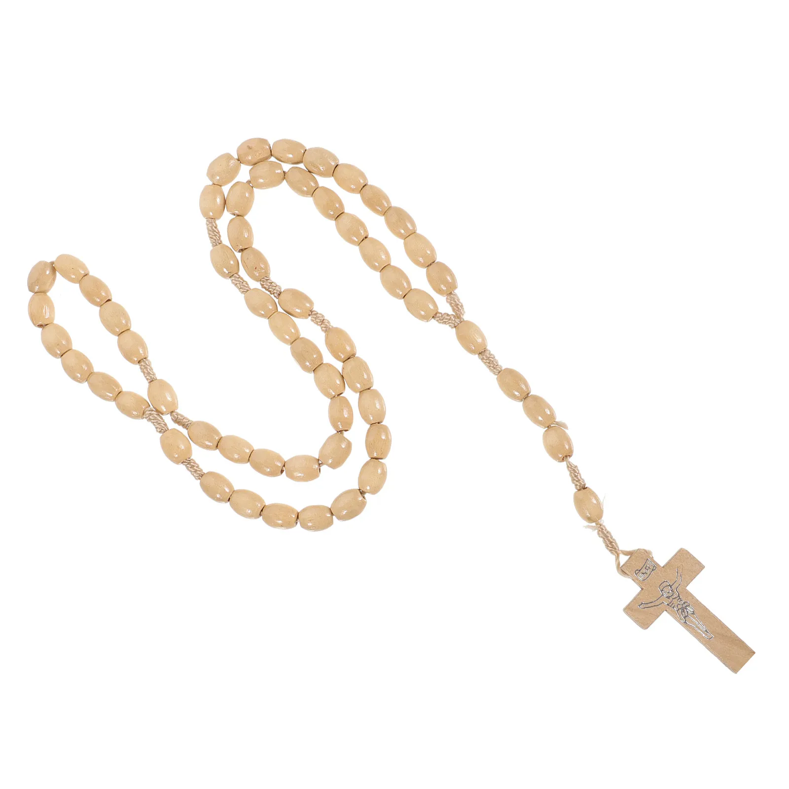 

Rosary Bead Necklace Wooden Cross Pendant Prayer Chain for Men Women Daily Wear Elegant Jewelry Gift Beaded Necklace