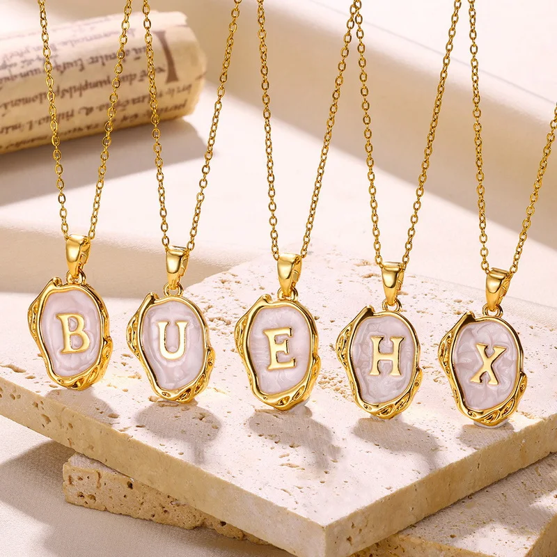 

26 English Letter Pendant Necklace for Women Men Gold Color A-Z Initial Alphabet Name Irregular Geometric Choker Party Jewelry