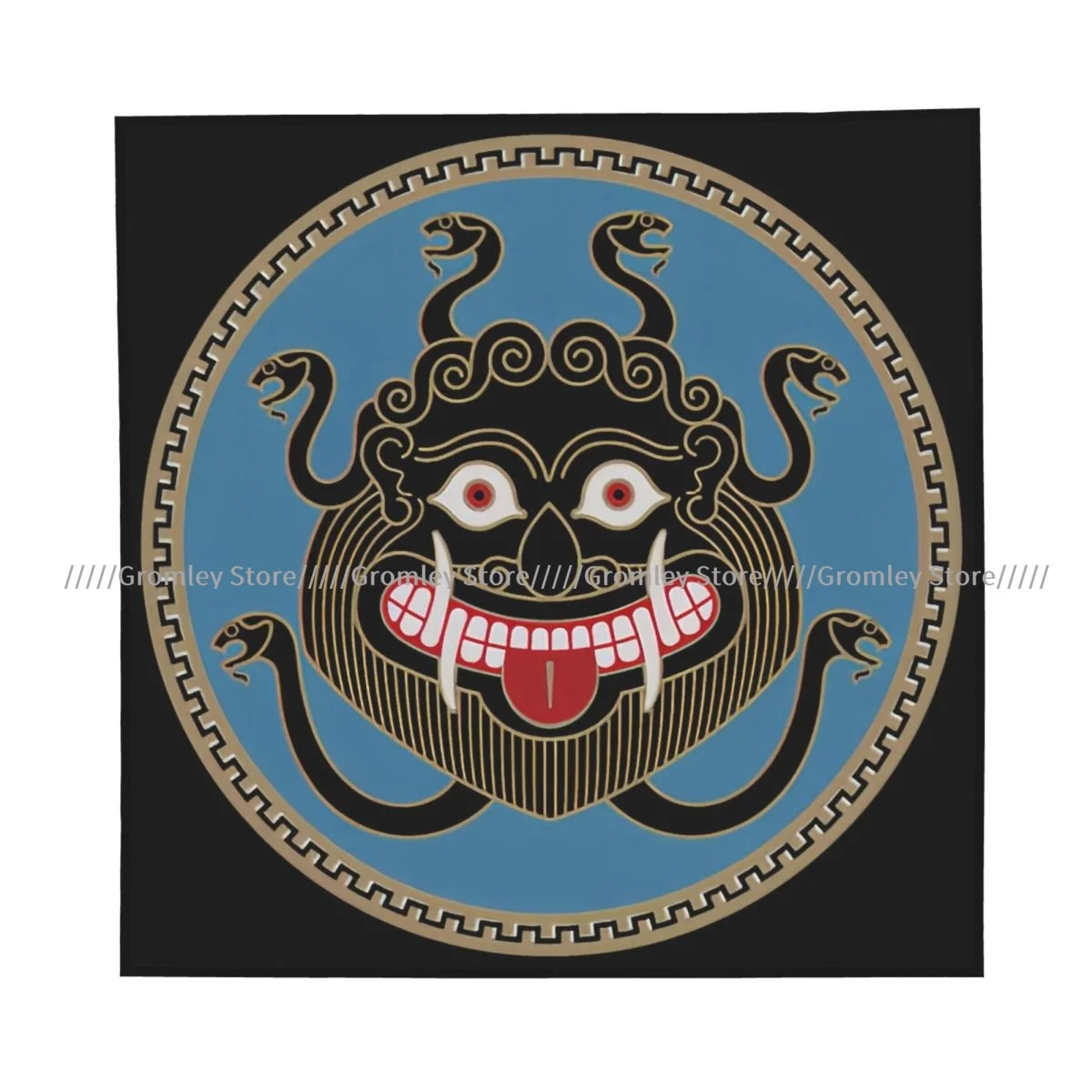 Ancient Greece Head Of Medusa Gorgon Square Scarf Ladies Casual Head Neck Wrap