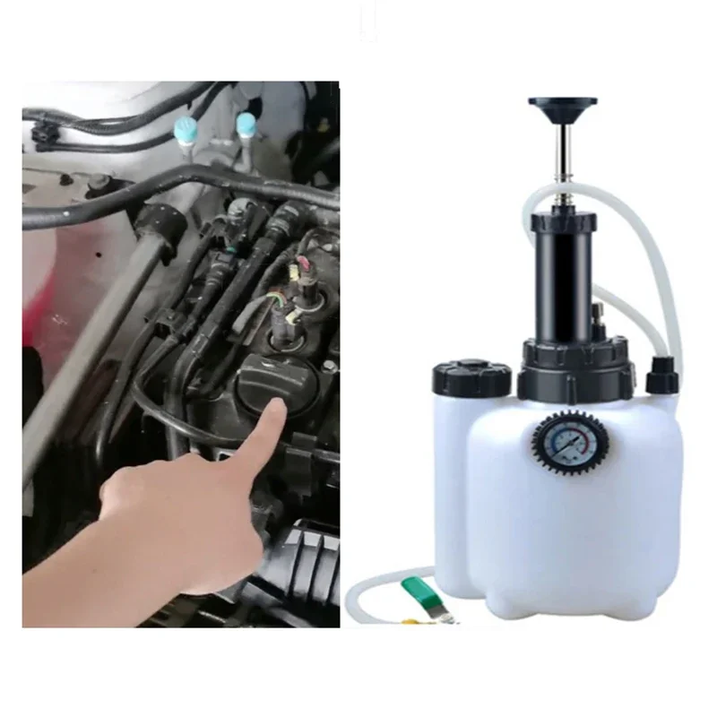 Manual Brake Clutch Fluid Bleeder Kit Oil Change Bleeding Tool Set with 3L Hand Pressure Pump Refill Tank