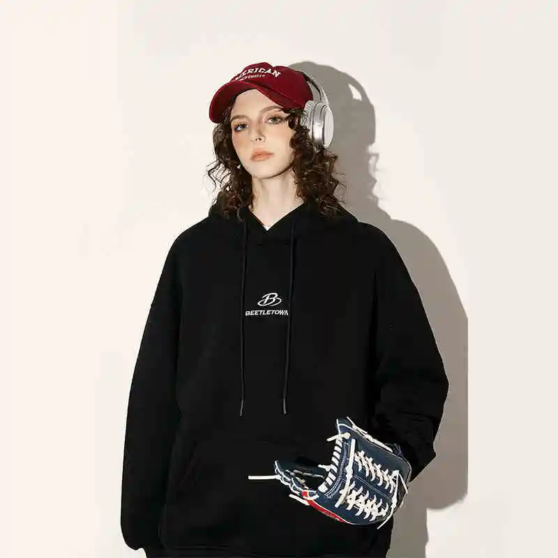 

Autumn and Winter Heavy Lazy Print Hoodie Women Spring and Autumn Lovers Casual Top High Quality Pure Cotton and Velvet
