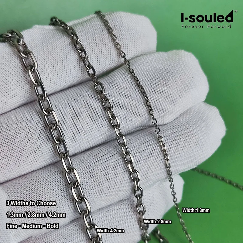 TA1 Pure Titanium Faceted Oval Link Chain, Hypoallergenic, Never Fade, DIY Necklace Bracelet Making Supplies, Wholesale Factory